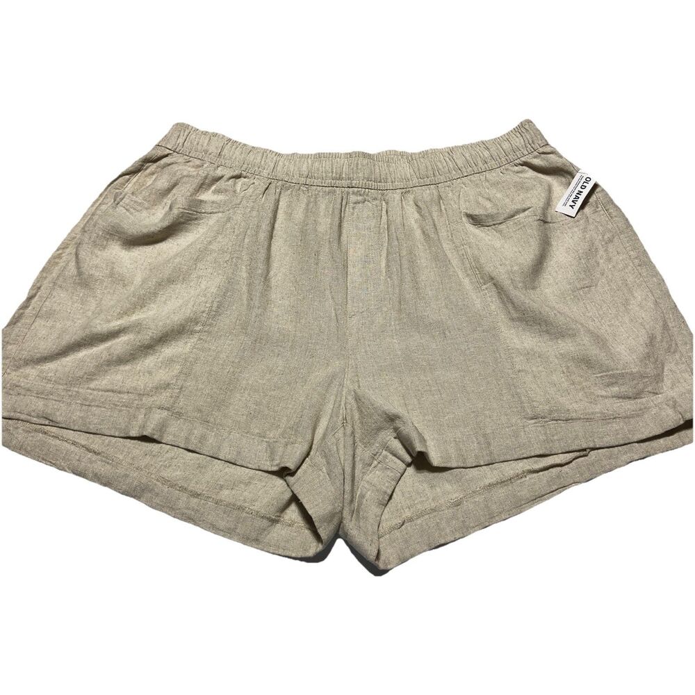 Old Navy Womens Shorts Beige Size 3X Pull On Elastic Waist Linen Blend NWT